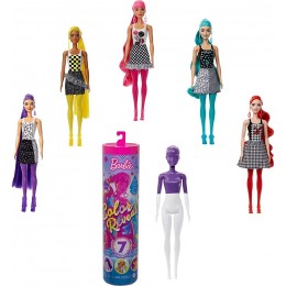 Barbie Color Reveal Poupée avec 7 éléments Mystère Série Monochrome 4 Sachets Surprise Modèle Aléatoire Jouet pour Enfant GTR94 - B2557GNGX