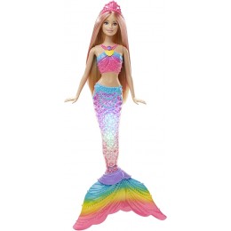 Barbie Dreamtopia Poupée Sirène Arc-en-Ciel Blonde Couleurs et Lumières à Plonger dans l'eau avec Piles Incluses Jouet pour Enfant DHC40 - B6VKKMPPH
