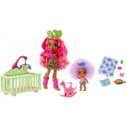 Cave Club coffret Babysitting avec poupée Fernessa aux cheveux roses avec mini-poupée bébé des cavernes et accessoires jouet pour enfant GNL92 - B8W9QONPX