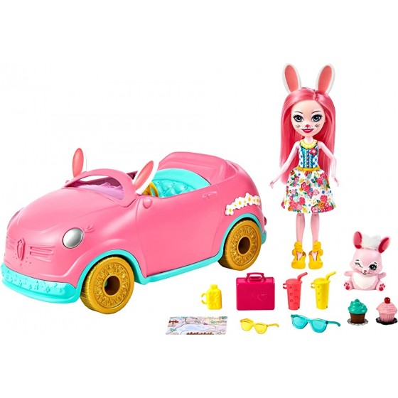 Enchantimals Coffret Lapinmobile voiture avec une mini-poupée Bree Lapin et une figurine Twist et des accessoires de jeu jouet pour enfant HCF85 - BQ7DVSWYJ