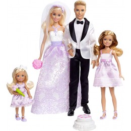 Barbie Coffret Mariage 4 poupées dont deux mariés et deux demoiselles d'honneur jouet pour enfant DJR88 - BJNK9YYVC