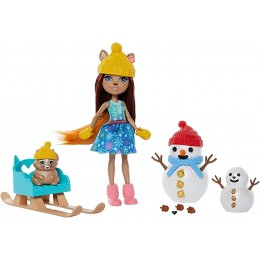 Enchantimals coffret Bonhommes de Neige mini-poupée Sharlotte Écureuil figurine animale Nutsy pâte à modeler et accessoires jouet pour enfant GNP16 - BA9KWGKXV