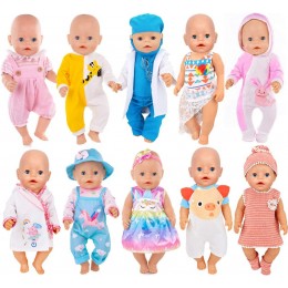 ebuddy Ensemble de 10 vêtements de poupée comprenant robe bikini barboteuse bandeau et chapeau pour poupées de nouveau-né de 43 cm et poupées de 45.7 cm comme poupée American Girl Generation Doll - B93B9RSIA