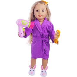 Jilibaba Vêtements de poupée vêtements de nuit vêtements de pyjama vêtements sèche-cheveux accessoires d'épingle à cheveux ensemble pour poupée American Girl 45,7 cm - BVH1QEUBC