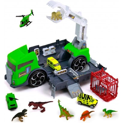 jerryvon Dinosaure Enfant Jouet Garçon 3 4 5 Ans Dinosaures Camion Transporteur de Voitures avec Figurine Dinosaure Voiture Jouet Jouets Helicoptere Cadeaux de Pâques pour Enfant Fille - BE62EIVEU