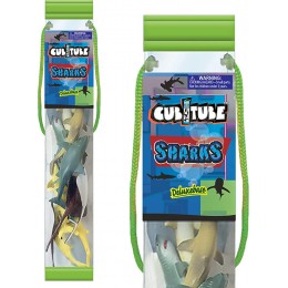 Cubitube Requin de Deluxebase. Collection de 11 pièces de Petites Figurines de Requins et d'accessoires de Jeu. Tube de Rangement en Plastique réutilisable de Mini répliques de l'océan. - BWKK3TWPV