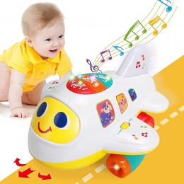 ACTRINIC Jouet pour bébé de 12 à 18 mois Avion électronique avec lumière et musique Jouet pédagogique pour enfants en bas âge garçon et fille de 1 2 3 4 ans - BBA53LRMT