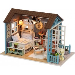 Cornesty DIY Miniature Dollhouse Kit réaliste mini 3D maison en bois artisanal avec meubles LED lumières cadeau de Noël - B86EKHCQU