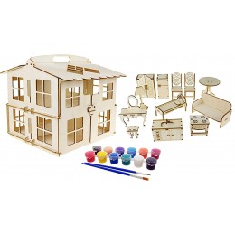 SafeCore Kit de Maison de poupée en Bois Bricolage avec Meubles BIG Plus is Self Painting - B3MMAZVSI