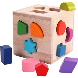 JINGLING Jouet pour Tout-Petit trieur de Couleurs de Forme Jouet Montessori Cube Assorti géométrique en Bois avec 12 Blocs de Forme colorés Jouet d'apprentissage préscolaire pour Enfants de 3 Ans - B63Q7VHWQ