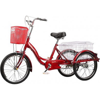 Tricycle de vélo de Tricycle Adulte de 20 Pouces pour Les Adultes Tricycle de croisière Tricycle de Cargaison de 3 Roues avec Le vélo de vélo de pédale de Panier d'achat pour des Sports de Plein air - BHAVJVESV