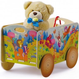 Dida – Chariot en Bois Enfant – Conteneur avec des Roues pour Les Jeux d'enfants Décor Animaux de la forêt. - BVBNMWYSV