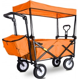 GWXTC Chariot Pliable Chariot de Jardin Pliant portatif Wagon Robuste avec auvent Panier Multifonctions pour Extérieur Camping Pêche Main Tirer Le Chariot avec 4 Roues Charge: 80kg Color : Orange - BK15NSJDB