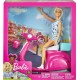 Barbie Mobilier poupée​ blonde avec son scooter rose et blanc casque inclus jouet pour enfant GBK85 - BADBAZWKQ