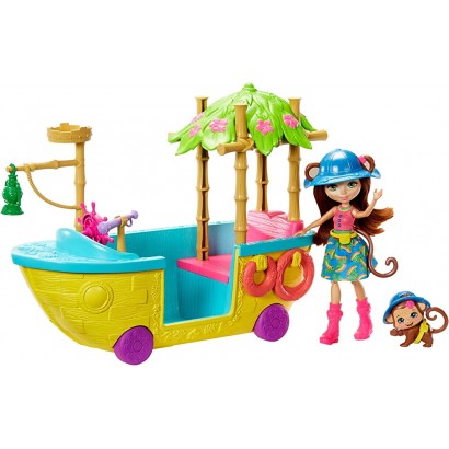 Enchantimals Coffret Bateau d'Exploratrice à roulettes Mini-poupée Merit Singe Figurine Animale Compass et accessoires jouet enfant GFN58 - B4AKDSPBM