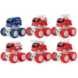 Ensemble de jeu de véhicules de camion de pompiers à 4 roues motrices voitures miniatures de camion monstre à cascade de rotation voitures jouets à friction paquet de 6 cadeaux de Noël anniversair - BKMWKQYYK